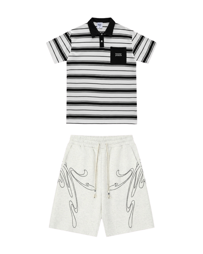 Pocket Polo White / Western Grey Set