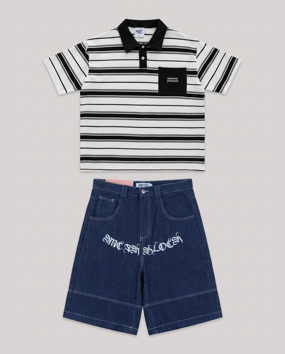 Pocket Polo White / Gothic Navy Set