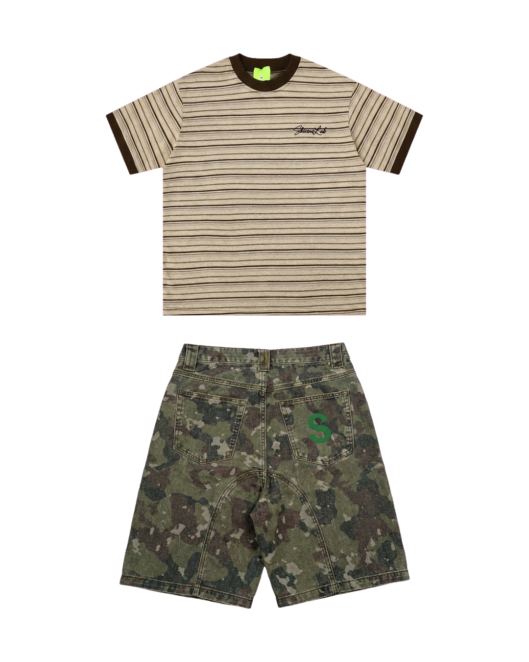 Retro Tee Beige / Camo Set