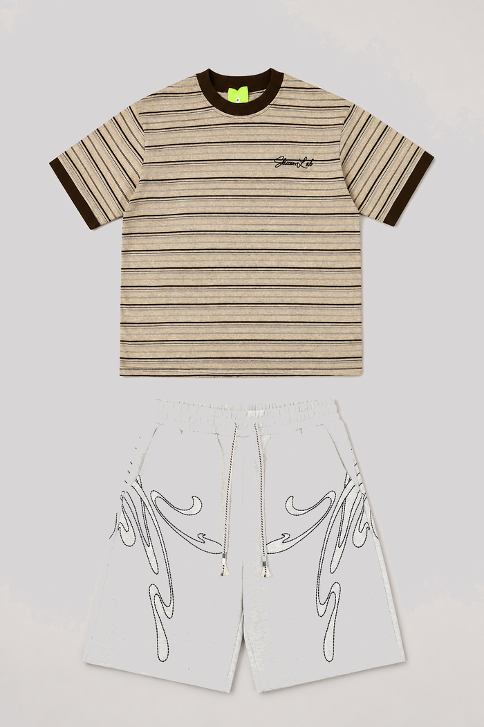 Camiseta Retro Beige / Conjunto Gris Oeste