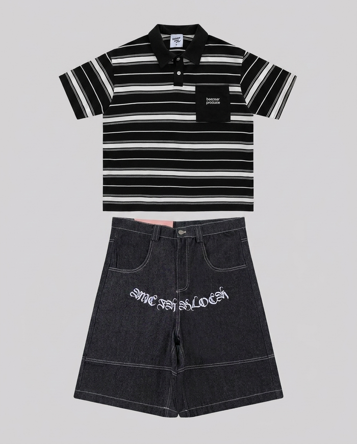 Conjunto Polo con Bolsillo Negro / Negro Gótico