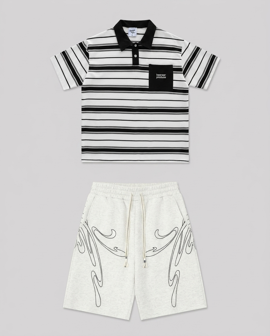 Pocket Polo White / Western Grey Set