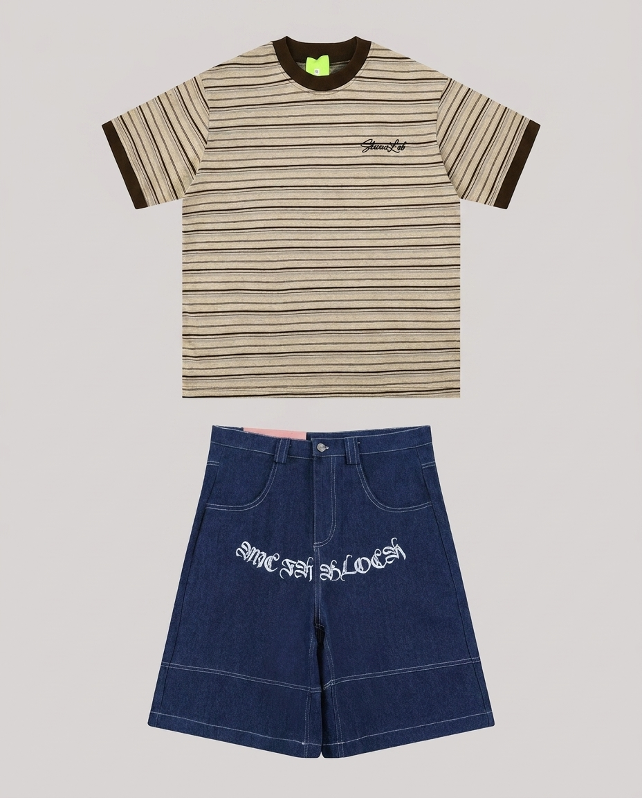 Retro Tee Beige / Gothic Navy Set
