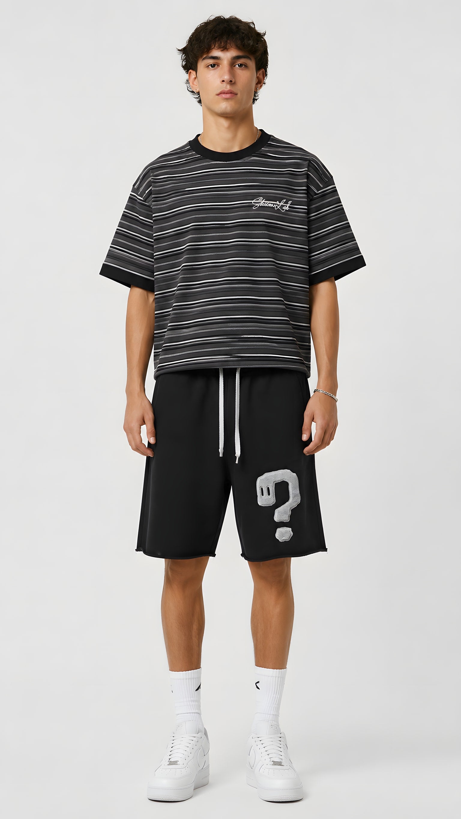 Camiseta de rayas SlicenLab — Negro/Gris